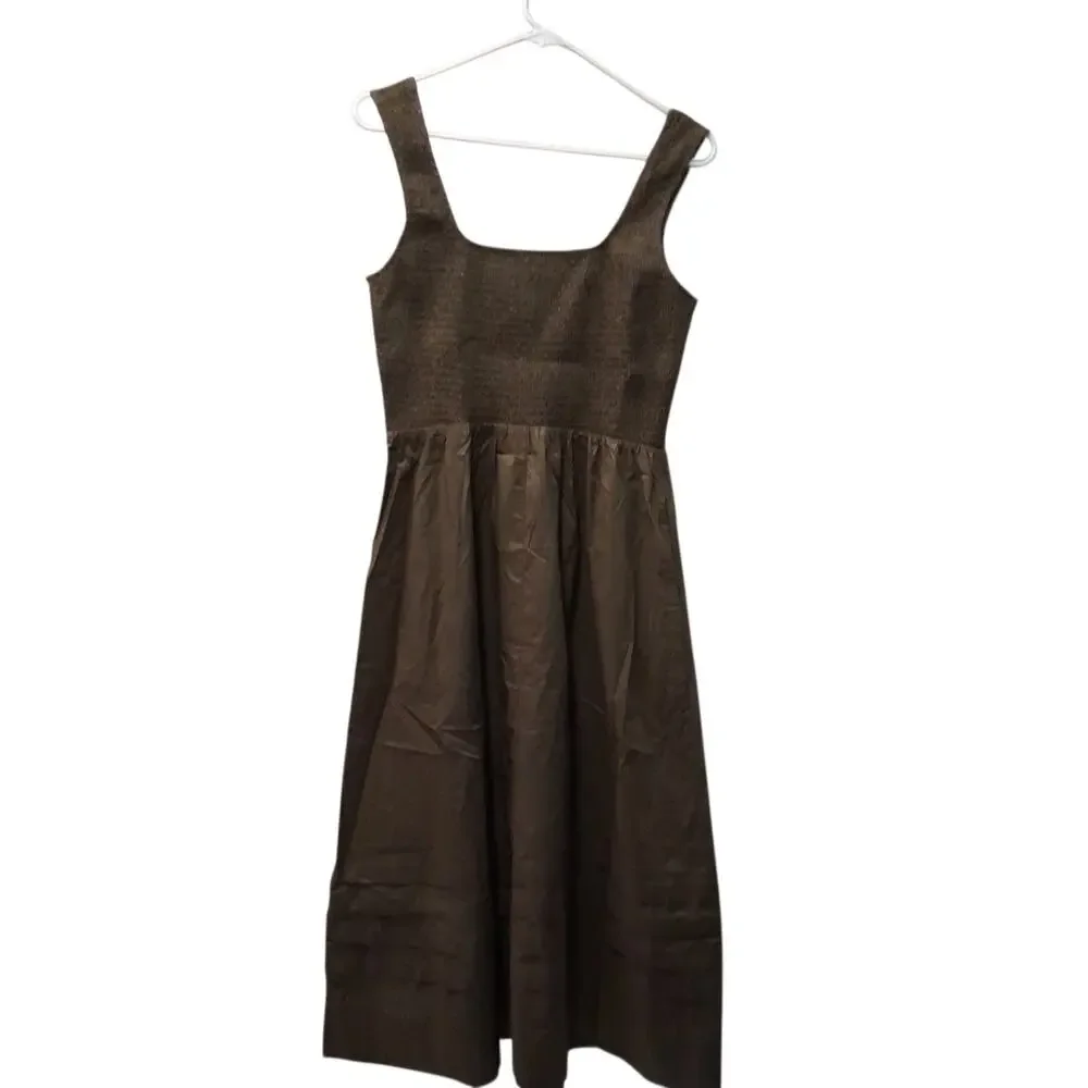 Tuckernuck Olive Tiernan Ruched Bodice Sun dress pockets midi medium NWT - Picture 3 of 10